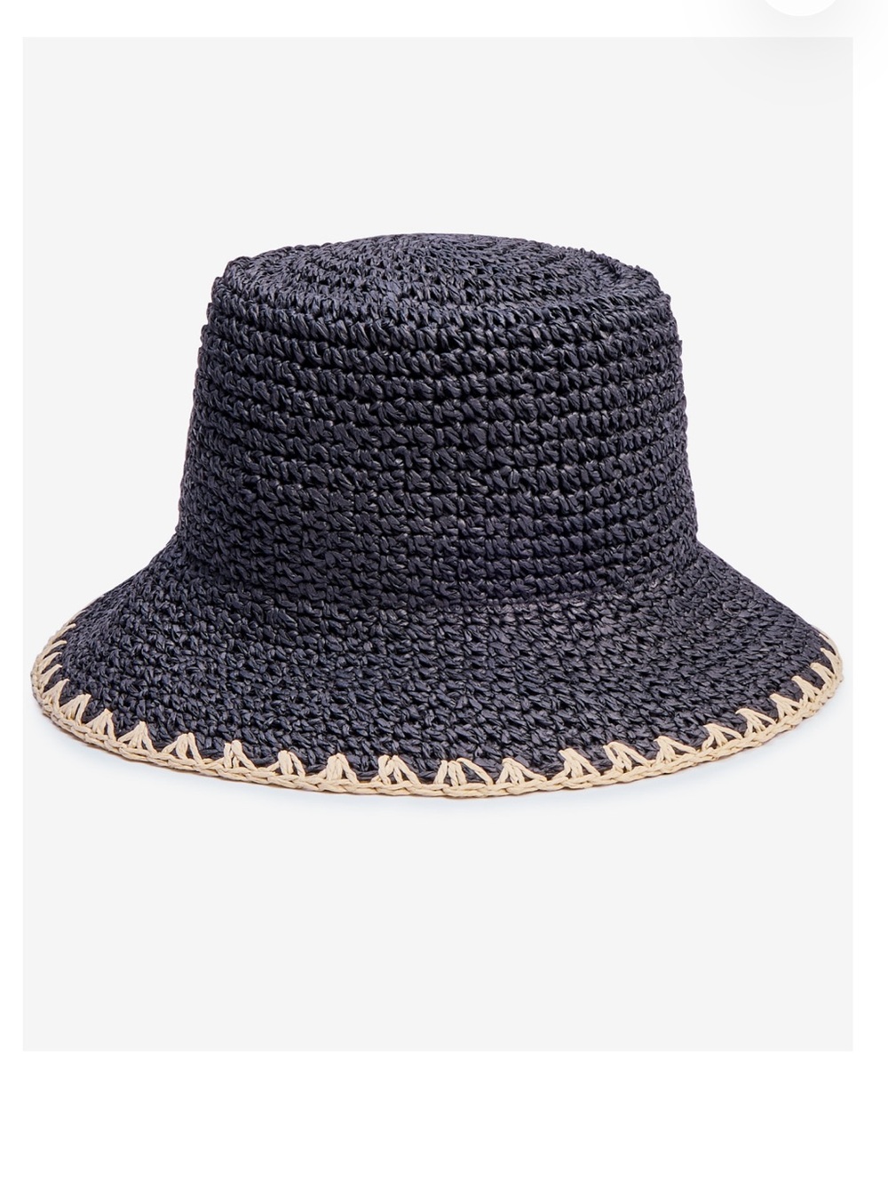 Crochet Bucket Hat with Whipstitch Trim black
